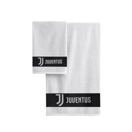 hermet Juventus F.C. Bath Towel Set, 100% Cotton, Face Towel, Bidet Towel, 55 x 100-30 x 50 cm, White, Official Product