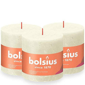 Bolsius Rustic Pillar Candle XXL - Ivory - Pack of 3 - Long Burning Time of 62 Hours - Household Candle - Interior Decoration - Unscented - Includes Natural Vegan Wax - No Palm Oil - 10 x 10 cm