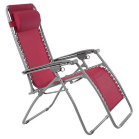 Azuma Zero Gravity Reclining Relaxer Chair Multi Position Garden Outdoor Patio Sunlounger (Texteline Persian Red)