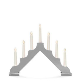 Konstsmide Christmas Lights/Welcome Light/Grey Wood/Candle Arch/Indoor Use (IP20)/230V Indoor/7 Candles with Clear Bulbs/White Cable with On Off Switch