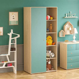 Junior Vida Neptune 1 Door Wardrobe Bedroom Clothes Rail Storage Children's Kids Furniture (Blue & Oak)