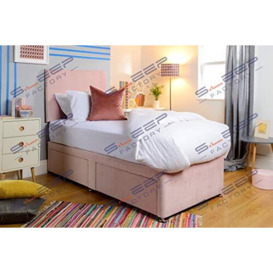 Sleep Factory's Plush Single Divan Bed For Adults or Kids with Drawer Option (Pink, 2FT6 Small Single(No Drawers))