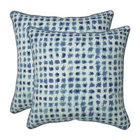 Pillow Perfect Outdoor - Indoor Alauda Porcelain 18.5 Inch Throw Pillow (Set of 2), 18.5 X 18.5 X 5, Blue