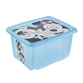 keeeper Micky Storage Box with Lid, Rotatable and Stackable, For Kids, 24 l, Paulina, Transparent Blue