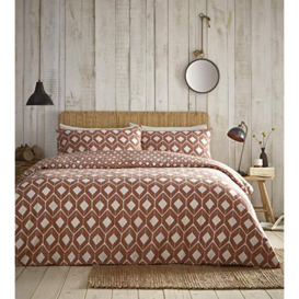 Chevron Single Duvet Cover Bed Set Geometric Ethnic Terracotta