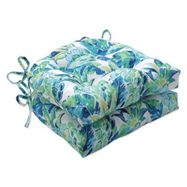 Pillow Perfect Outdoor/Indoor Vida Opal Chair Pads, 15.5” x 16”, Blue 2 Count