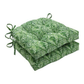 Pillow Perfect Outdoor - Indoor Nesco Palm Large Chairpad (Set Of 2), 17 X 17.5 X 4, Green