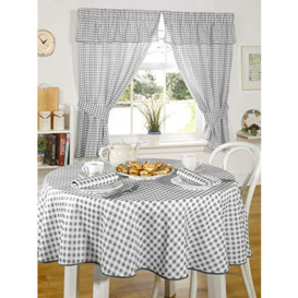 "Molly - Gingham Pencil Pleat Curtains With Pelmet Header in Charcoal - Width 46 x Drop 54"" (116 x 137cm)"