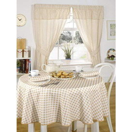 "Emma Barclay Molly - Gingham Pencil Pleat Curtains With Pelmet Header in Beige - Width 46 x Drop 42"" (116 x 107cm)"