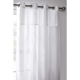 "Emma Barclay Elegance - Eyelet Voile Curtain Panel with Crushed Taffeta Border in White - Width 53 x Drop 54"" (135 x 137cm)"