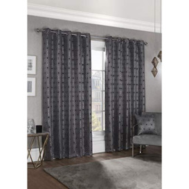 Emma Barclay – Blackout Curtains for Bedroom Living Room Thermal Insulated Woven Eyelet Geometric Blackout Curtains Hartford Collection (46” x 54” Inch)(Charcoal)