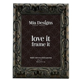 Mia Designs Picture Frame Antique Dark Bronze 5x7 13x18 Cm Photo Frame for Desk, Wall and Table Top in Eco-friendly PS material Environmentally Friendly Freestanding Frame