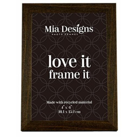 Mia Designs Picture Frame Brown Pine 4x6 10x15cm Photo Frame for Desk, Wall and Table Top in Eco-friendly PS material Environmentally Friendly Freestanding Frame