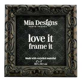 Mia Designs Picture Frame Antique Dark Bronze 5x5 13x13 Cm Photo Frame for Desk, Wall and Table Top in Eco-friendly PS material Environmentally Friendly Freestanding Frame