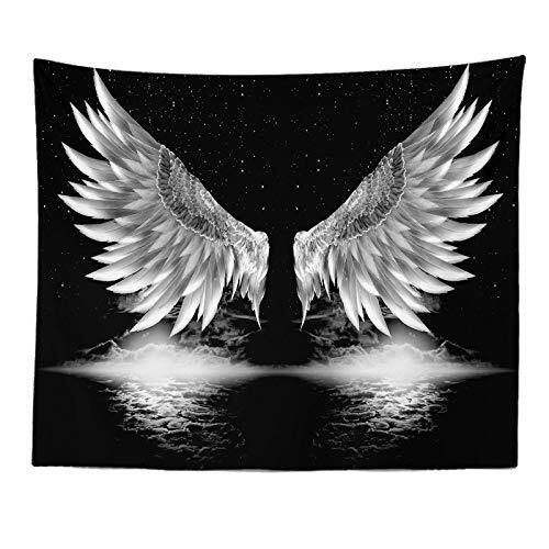 YlobdolY Black And White Tapestry Wall Hanging, Aesthetic Trippy Boho Psychedelic Funny Hippie Wall Tapestry Angel Wings Art Decor for Bedroom Living Room College Dorm,230×180 Cm (92×72 Inch)