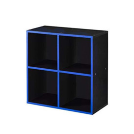 Virtuoso Gaming Cubes, 4-Cube Storage Unit Tower for Kids - Books, Games and Toys - Black/Blue Trim