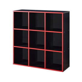 Virtuoso Gaming Cubes, Large 9-Cube Storage Unit for Kids - Books, Games and Toys - Black/Red Trim