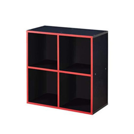 Virtuoso Gaming Cubes, 4-Cube Storage Unit Tower for Kids - Books, Games and Toys - Black / Red Trim