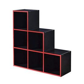 Virtuoso Gaming Cubes, 6-Cube Storage Unit Tower for Kids - Books, Games and Toys - Black/Red Trim