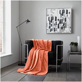 GC GAVENO CAVAILIA Flannel Fuffy Blanket, Soft & Cosy Thermal Sherpa Throw, Cuddle Warm Throws For Beds, Coral, 150X200 Cm