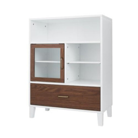 Teamson Home Tyler Wooden Bathroom Free Standing Storage Cabinet 33 cm x 66 cm x 86.8 cm With Drawer & Shelves 2 Tone White/Brown EHF-F0010