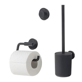 Tiger Urban Toilet accessories set - Toilet brush and holder - Toilet roll holder without cover - Towel hook - Black