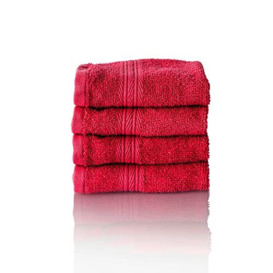 ALCLEAR set of terry hand towels, range of soft and highly absorbent towels, OEKOTEX 100 certified, 5 colours & 5 sizes, colour: RED, 4 x guest towels 30 x 50 cm