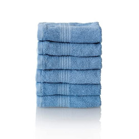 ALCLEAR set of terry hand towels, range of soft and highly absorbent towels, OEKOTEX 100 certified, 5 colours & 5 sizes, colour: JEANS BLUE, 6 x face towels 30 x 30 cm