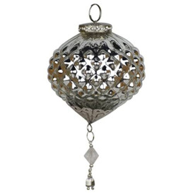 Hill Interiors The Noel Collection Silver Honeycomb Jewel Drop Bauble, Mixed, 12 x 9 x 0 cm