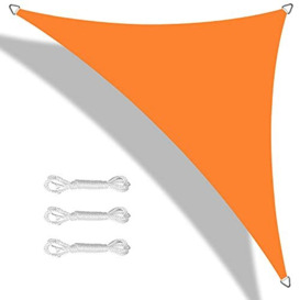 Teynewer Sun Shade Sail Triangle 5x5x5m Waterproof Shade Sail for Outdoor Garden Patio Party 98% UV Block Sunscreen Awning Canopy Sunsail with Free Rope, Orange