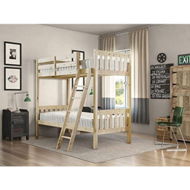 STRICTLY BEDS&BUNKS Aspen 3ft Single Solid Pine HEAVY DUTY Bunk Bed with Slanted Ladder
