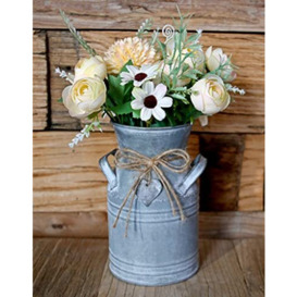 Vintage Galvanized Milk Can, Farmhouse Decorative Flower Vase, Rustic French Country Metal Jug for Home Decor,7.2'' H…