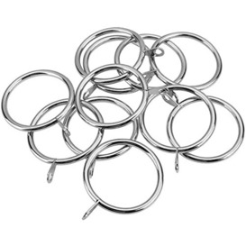 Homeelabador® Strong Metal Curtain Rings 45mm Internal Diameter for Hanging Heavy Curtains with Fixed Eyelets For Curtain Pole Rod (Silver, 6)
