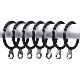 Pack of 24 Strong Metal Curtain Hooks Rings with Fixed eyelets for Curtain pole 30-38mm wide (Black, 40MM Internal Diameter)