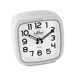 MPM Quality Alarm Clock, Plastic Glass, White, Small/Normall