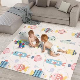 kidoola Reversible Large Baby Play Mat - Soft Playmat for Baby's Crawling, Tummy Time - Thick Floor Mats for Children, Toddlers & Babies - Play Mats for Floor in Bedroom, Nursery & Playroom (Style 3)