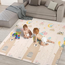 kidoola Reversible Large Baby Play Mat - Soft Playmat for Baby's Crawling, Tummy Time - Thick Floor Mats for Children, Toddlers & Babies - Play Mats for Floor in Bedroom, Nursery & Playroom (Style 2)