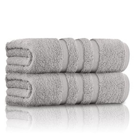 GC GAVENO CAVAILIA Ultra Soft Bath Towel Large - 550 GSM Ringspun Cotton Towels Set - Highly Absorbent Set of 2 Bath Towels - Washable, Silver
