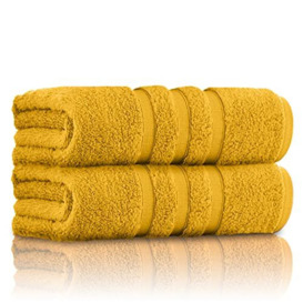 GC GAVENO CAVAILIA 2 Pk Bath Towels, 550 Gsm Quick Dry Towel, Highly Absorbent Egyptian Cotton Towel Set, Machine Washable Bathroom Towels Ochre