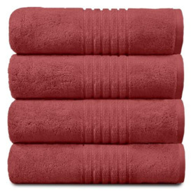 GC GAVENO CAVAILIA 4 Pack Hand Towels for Bathroom - Washable & Fast Drying Towel Set - 100% Egyptian Cotton Towels - Gym Towel, Red