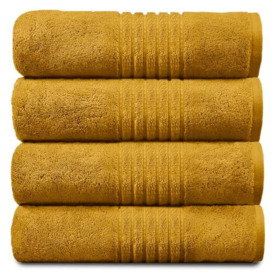GC GAVENO CAVAILIA 4 Pack Hand Towels for Bathroom - Washable & Fast Drying Towel Set - 100% Egyptian Cotton Towels - Gym Towel, Ochre