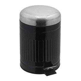 Relaxdays pedal bin, 3 litres, soft-closing mechanism, removable inner bin, bathroom waste bin, metal, bin in black