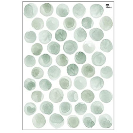 Green Watercolour Effect Adhesive Circles - 50 Pieces - 3 cm Diameter