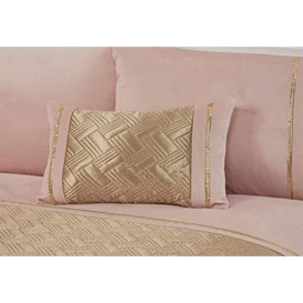 Rapport Capri Filled Boudoir Cushion Bed/Sofa Accessory 30x50cm Blush Gold Velvet