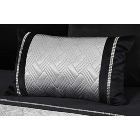 Rapport Capri Filled Boudoir Cushion Bed/Sofa Accessory 30x50cm Black Silver Velvet