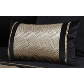 Rapport Capri Filled Boudoir Cushion Bed/Sofa Accessory 30x50cm Black Gold Velvet