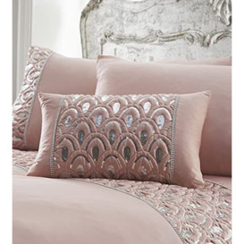 Portfolio Ritz Sequined Diamante Embellished Pink Filled Bed/Sofa Accessory 32x50cm, 1 x Boudoir Cushion