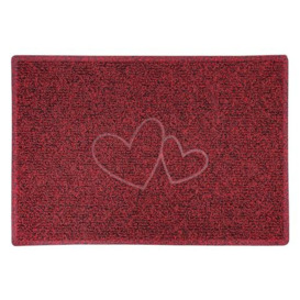 Nicoman DOUBLE HEART Embossed Shape Door Mat-Trapper Jet-Washable Doormat-(Use Indoor or Sheltered Outdoor), Large (90x60cm), Red with Black
