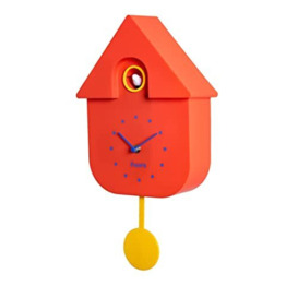 Fisura - Cuckoo clock. Wall clock. Original wall clock for gift. 3 AA batteries not included. 21,5 x 8 x 41,5. Material: ABS plastic. (Red)