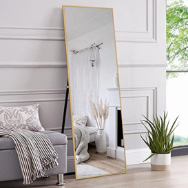 "NeuType 59""x20"" Full Length Mirror Floor Mirror with Standing Holder Bedroom Dressing Mirror Standing Hanging or Leaning Against Wall, Golden"